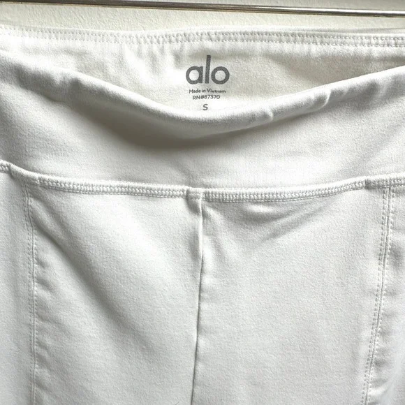 Alo Yoga Womens High Waist Airbrush Seamed Flare Slit Leggings Ivory Small - Picture 3 of 7